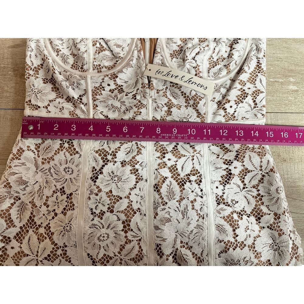 For Love & Lemons Julia Lace White Womens Mini Dress Sz L - Picture 12 of 15